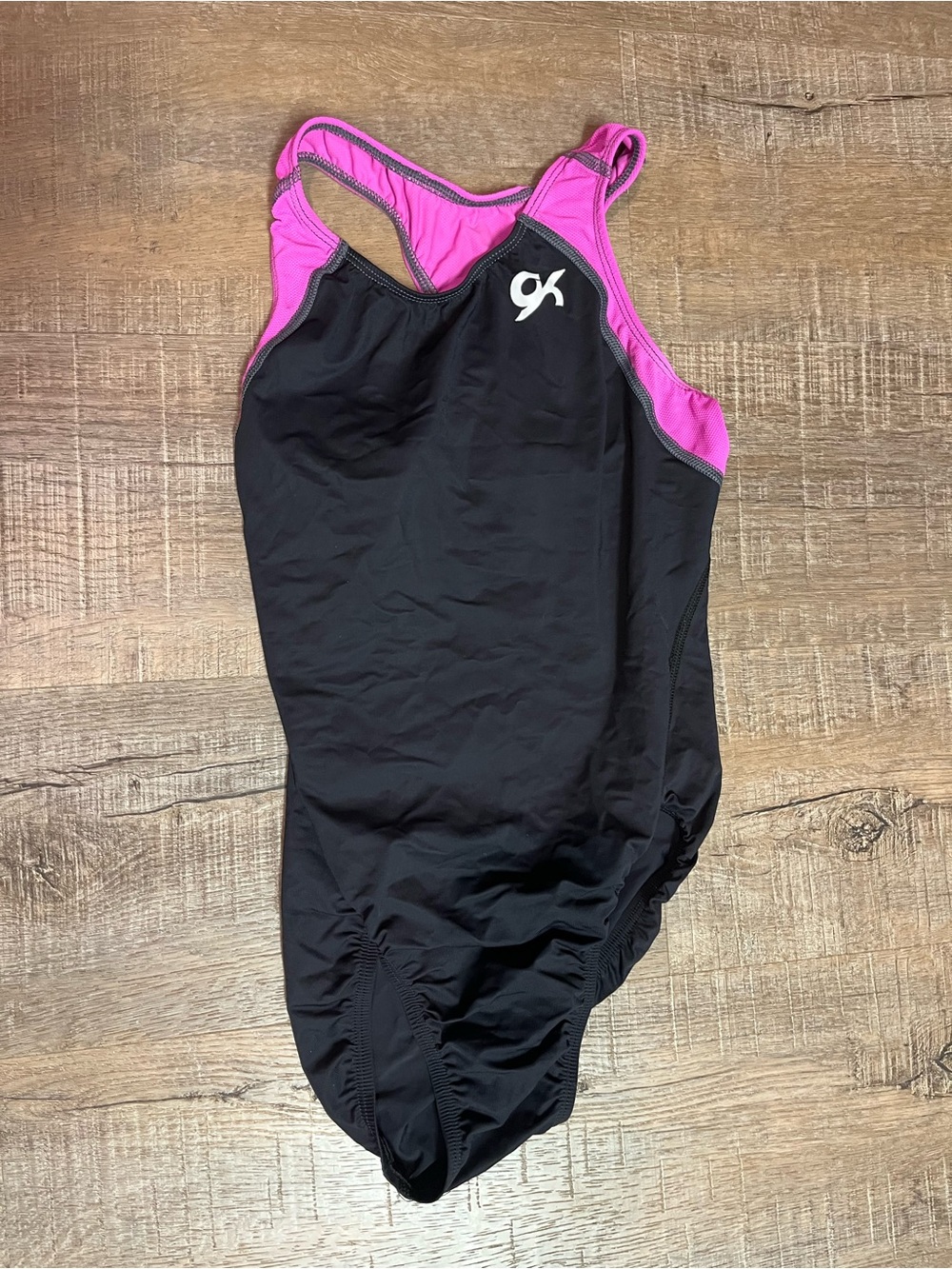 GK Black Leotard with Hot Pink Trim